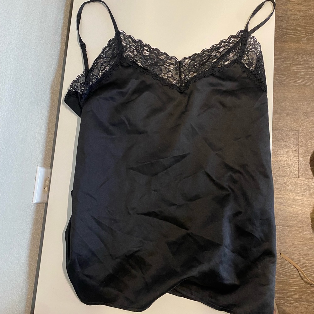 Tezenis black silk lace pajama top*never worn*